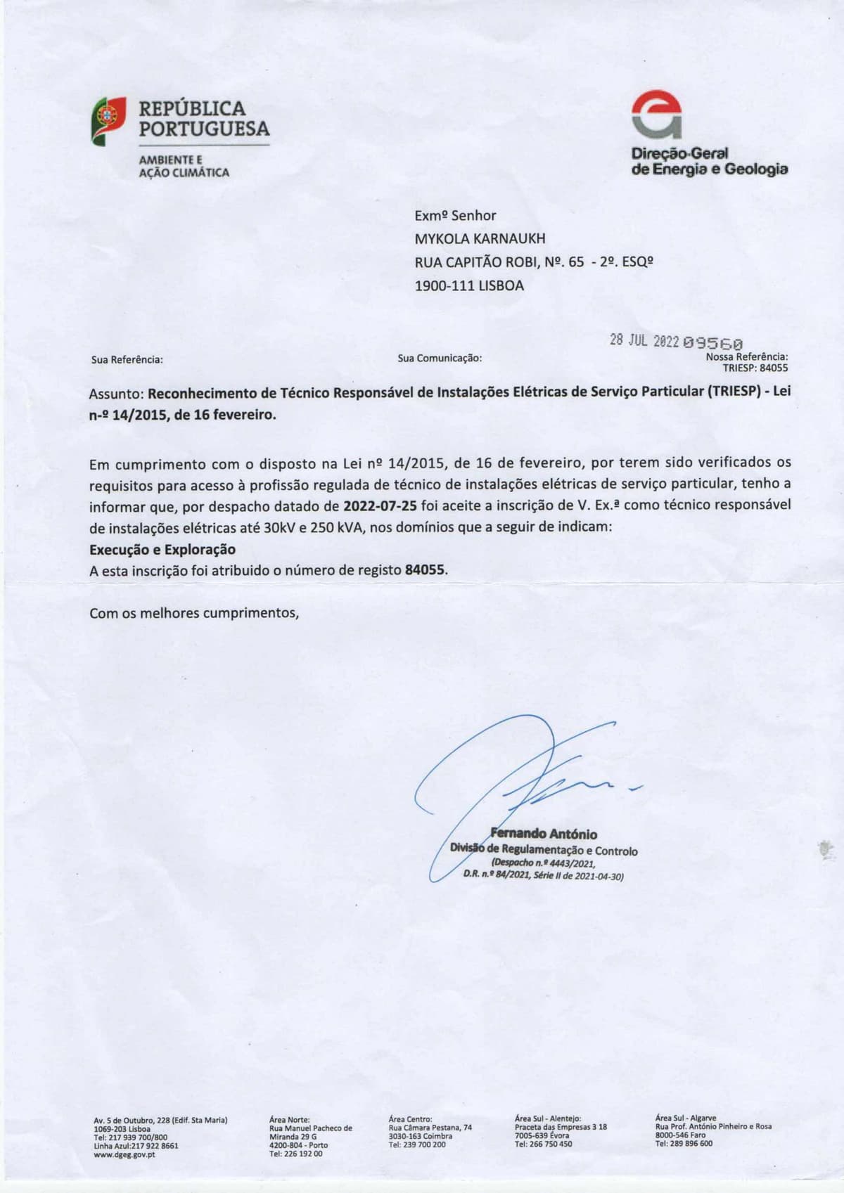 Declaração de Técnico Responsável